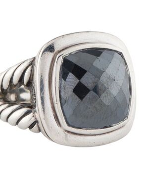David yurman Sterling Silver Ring with Faceted Hematite Stone